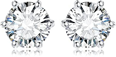 JewelryPalace 2ct Classique Boucles d'oreilles Taille Rond Solitaire Cubic Zirconia Argent 925 Femme, Or Blanc 14k Petite Clous d'oreilles Pierre Fille, Diamant Simulé Ensemble Bijoux Mariee Mariage