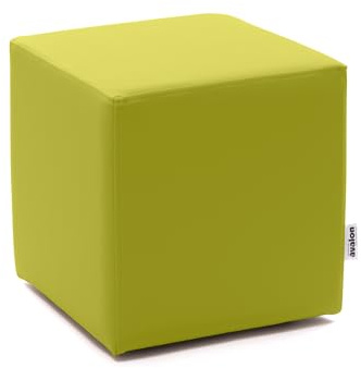 Avalon - Pouf Poggiapiedi Rigido CUBO Mamba Ignifugo Classe 1IM in Ecopelle Nautica, Puff Poggiapiedi, Seduta da Interno ed Esterno, Professionale Comodo Impermeabile, Made in IT(35cm-Verde mela)