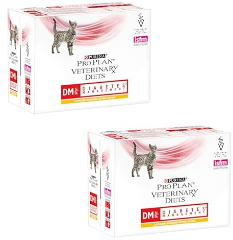 Pro Plan Veterinary Diets Gestión del Diabetes con Pollo para Gatos | Paquete Doble | 2 x 10 x 85 g | Bolsitas Frescas | Regulación de la Glucosa con Bajo Contenido de Carbohidratos