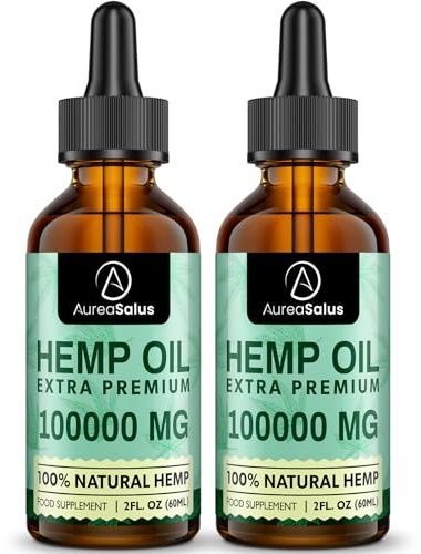 Premium Natural Oil 100000mg, 100% Natural Ingredients, Enrich Omega 3-6-9 | High Strength Cold-Pressed Hemp Oil, GMO-Free Premium Liquid Formula, 120 ml