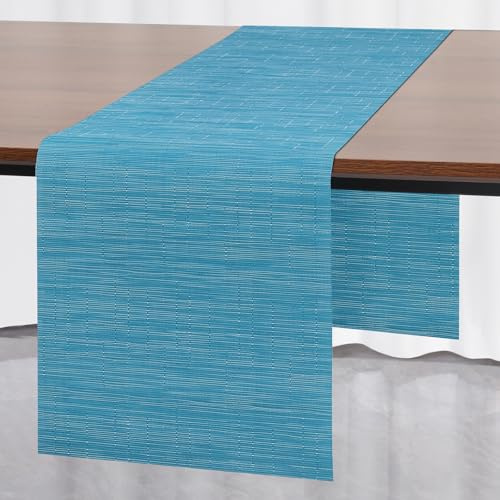 Myir JUN Runner da Tavola, Runner Tavola Moderno Runner da Tavolo PVC Termoisolante Lavabile di Alta qualità per la Decorazione di Tavoli Feste Festival Matrimoni 30 x 183 cm (Blu)