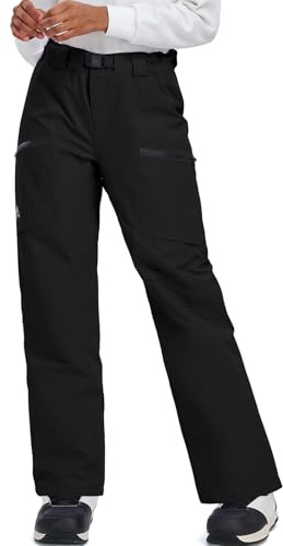 HOTIAN Pantalones de esquí para mujer, impermeables, resistentes al viento, transpirables, para exteriores, para invierno, cálidos, para esquí de fondo, Negro , XXL