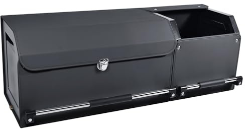 XCF Organizador de Maletero de Coche 2 en 1 – Caja de Almacenamiento con Tapa, 82L Gran Capacidad, Asa Robusta y Cuero Duradero, para Coches y SUVs (92x29x31cm, Negro)
