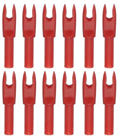 PATIKIL Archery Arrows Nocks 4.2mm, 12 Pack Plastic Insert Arrow Nock Replacement Arrow Tails for Hunting Shooting Compound Recurve Bow, Red