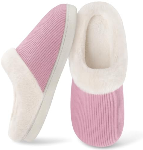 Wostock Pantoufle Femme Chausson Peluche Chaud Slippers Claquette Fourrure Sandal Bout Ouvert Accueil Chaussures pantoufles femme hiver