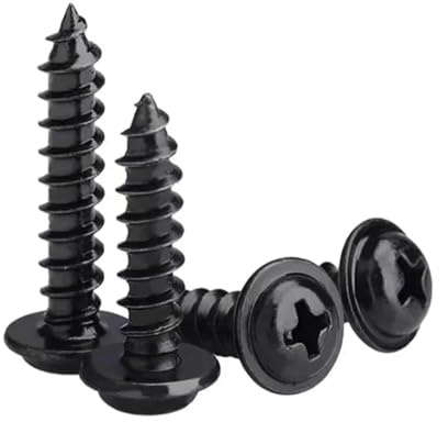 50 Piezas Tornillos Autorroscantes M4×20 mm Negros – Tornillos Roscachapas de Cabeza Arandela con Ranura Cruzada (Phillips) para Madera, Metal y Plástico PUNTO ES LIGHTING