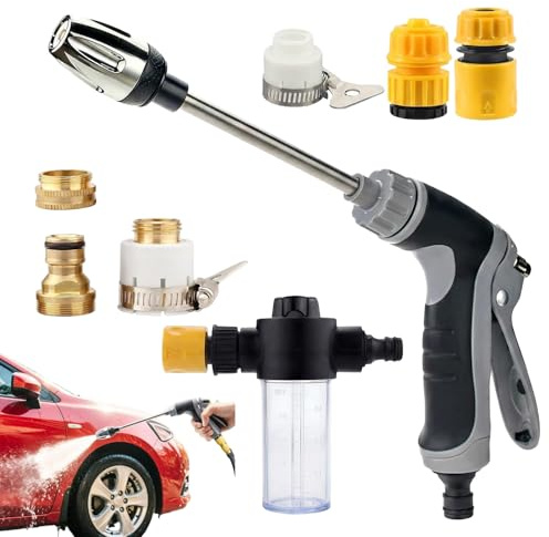 Pistola Ad Alta Pressione Power Jet, Pistola ad alta pressione per tubo da giardino, TurboWasher in metallo per tubo da giardino, per patio, lavaggio auto, irrigazione, doccia per animali domestici