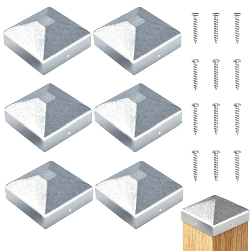 ywchoshe 6 Pcs Tapas Metálicas para Postes de Valla de Madera 7x7cm