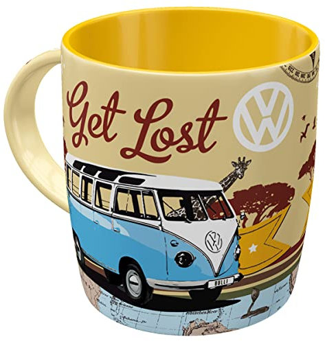 Nostalgic-Art Retro Kaffee-Becher, 330 ml, VW Bulli – Let's Get Lost – Volkswagen Bus Geschenk-Idee, Original Lizenzprodukt (OLP), Keramik-Tasse, Vintage Design