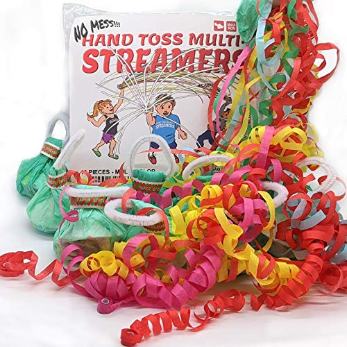 Maui Mon 10 Pack Multi Color Hand Toss Streamers - No Mess Dazzling Paper Throw Streamer - Confetti Poppers for Wedding, Graduation, Birthday, Drive By Parties, 4th of July or any Parties