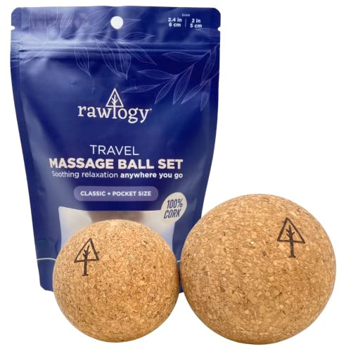 Travel Cork Massage Ball | Lightweight, Sustainable Alternative to Lacrosse Ball for Muscle Pain Relief (2 Piece Assortment, Sanded Cork)