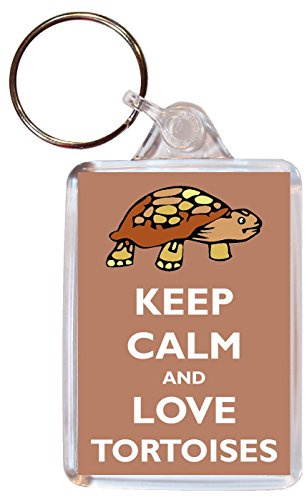 Keep Calm and Love Tortoises - Double Sided Large Keyring Key Ring Fob Chain Name Tag