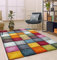 the carpet Monde Deluxe Wohnzimmer Teppich Hand Carved, Kurzflor, Farbenfroh, Bunt, Blau, Rot, Braun, Grün, Grau, Kariert, 160 x 230 cm