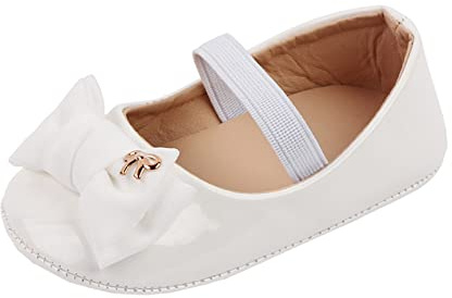 nvtuuer Zapatos Recien Nacido Antideslizante Bailarinas Princesa Bowknot Bebé Niñas Blanco Zapatos de Bautizo de Princesa Antideslizantes Bowknot para bebé niña (C, 19)