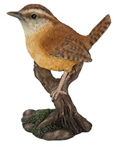 HI-LINE Gift Various Bird on Stump Statues (Carolina Wren)