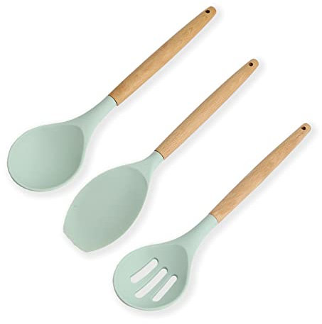 Set Utensili Cucina 3 Pezzi in Silicone - Mestoli Resistenti al Calore e Antiaderenti per Padella
