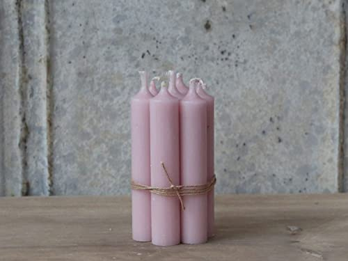 Lot de 12 bougies à tige, hauteur : 11 cm, diamètre : 2 cm, différentes couleurs, durée de combustion : 4,5 heures, Avent, Noël, couleur : rose poudré