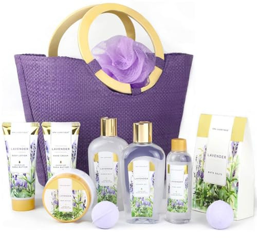 Pamper Gifts for Women-Spa Luxetique Spa Gift Set 10pcs Lavender Relaxing Bath Set with Bubble Bath, Body Lotion, Hand Cream, Mothers Day Gifts Mum Birthday Gifts Valentine's Christmas Gifts