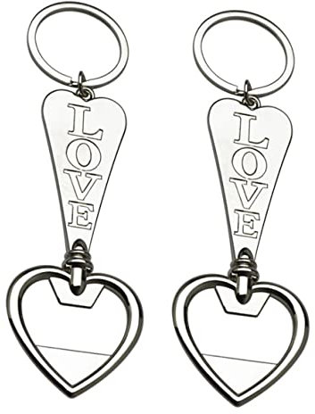 COLLBATH 2pcs Heart Shaped Bottle Openers with Keychain Beer Openers for Parties Weddings and Outdoor Activities