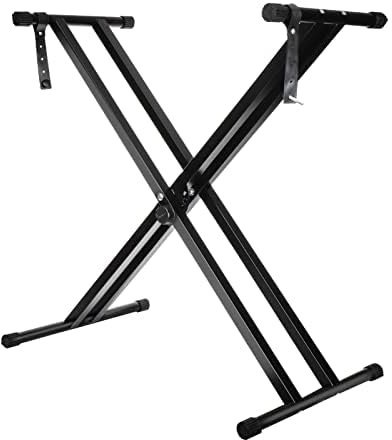 Shoze Keyboardständer Doppelstrebig Keyboard Ständer verstellbar Klappbar Zerlegbar Stabil mit Sicherungslaschen 61 cm bis 98 cm