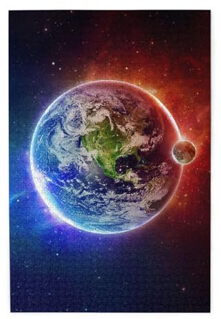 Space Planet Earth Colorful Wood Puzzle - Challenging Picture Puzzle Game For Adults And Puzzle Enthusiasts - 1000-Piece Interactive Jigsaw Puzzle