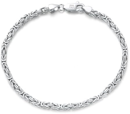 KnSam Bracelet Chaîne Maille Royale en Argent Véritable, 2.5mmx16.5cm, Bijoux Accessoire Unisexe Fantaisie
