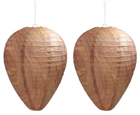 AOEVUIR 2 Pcs Leurres de Nid de Guêpe Imperméables Faux Nid de Guêpe en Tissu Anti-Frelons Suspendus Leurre d'abeille Non Toxique Dissuasif pour Maison et Jardin Extérieur