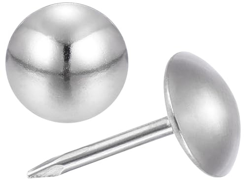 sourcing map Upholstery Tacks Nail Pins Furniture, 100Pcs 9.5x17mm Thumb Tack Pins Assortment Kit Carbon Steel for Home Sofa DIY Decorative Nail Heads Nails, Silver Tone