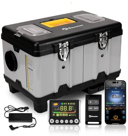 8KW 12V&24V&110-240V Dieselheizung, Diesel-Luftheizung All-in-One mit Fernbedienung & LCD-Bildschirm, Schnelles Aufheizen, Geringe Geräuschentwicklung, Tragbare Dieselheizung für LKW, Transporter