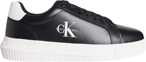 Calvin Klein Uomo Sneakers con Suola Preformata Chunky Mono in Pelle, Nero (Black/Bright White), 44
