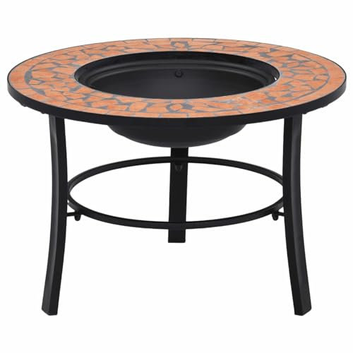 Homgoday Keramisk mosaik eldstad terrakotta 68 cm eldstad utomhus eldstad trädgård eldskål svart eldskål, för trädgård terrass