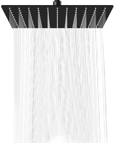 12 Inch Rainfall Shower Head Square Fixed Shower Head, Stainless Steel High Pressure Rain Shower, Waterfall Full Body Coverage with Silicone Nozzle with 144 Silicone Jets
