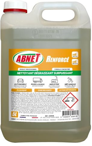 ABNET - Abnet Renforcé - Nettoyant Dégraissant Surpuissant - Élimine toutes les traces - 5L