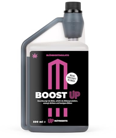 UP NUTRIENTS Bio Fertilizante Estimulador de la Floración BOOST UP 500 ml | Bio Estimulador para Plantas y Cultivos | Acelerador Producción Flores | Flores y Frutos Compactas y Resinosas