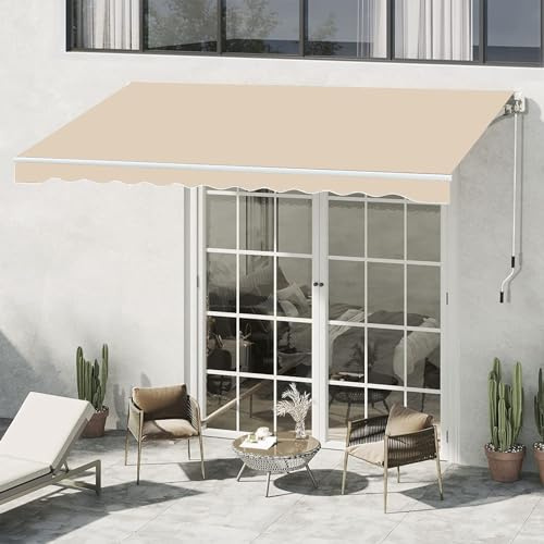 Toldo manual retráctil, parasol plegable con manivela para patio, jardín, patio, balcón, restaurante, resistente a la intemperie