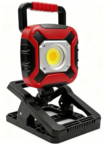 JumJam Rechargeable Work Light, LED Magnetic Job Site Lighting Battery Powered, Portable Work Flood Lights Outdoor for Construction Site, Workshop, Garage, Emergency, Camping and Car Repair