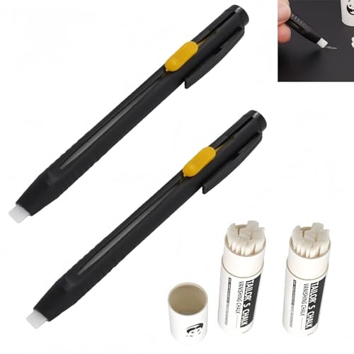 QinZiEn 2PCS Heat Erasable Fabric Markers with 40 Refills, Chalk Pen for Sewing, Heat Erasable Pen for Fabric, Tailors Chalk Pencil, Fabric Pencil & Marker for DIY Sewing, DIY Sewing Supplies