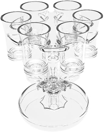 FxaumsGxuk Distributore di bevande in acrilico con 6 bicchieri da vino, dispenser per bevande con 6 bicchierini da shot, dispenser per liquori e cocktail, in acrilico touchless, per succhi di frutta