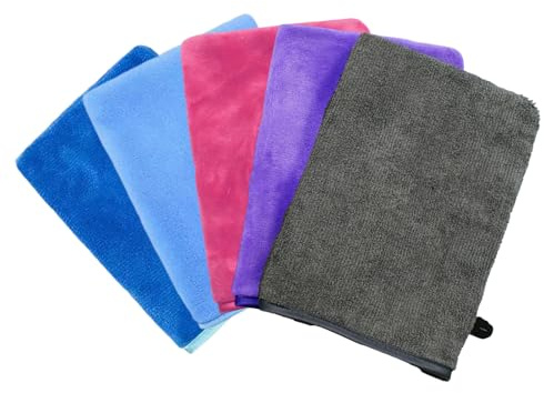 BOGCLEE 5 Piezas Manoplas Baño, Guantes de Lavado para Cara, Franela Guantes de Limpieza Facial,15 x 20cm, para Baño, Desmaquillante, Lavado Facial