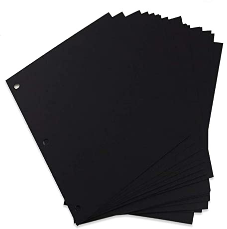 AIOR Scrapbooking Papel Negro 26 x 18cm/ 10.23 x 7.08, Páginas de Recarga para Álbum de Recortes 28 x 21cm/11.02 x 8.26, 30 Piezas