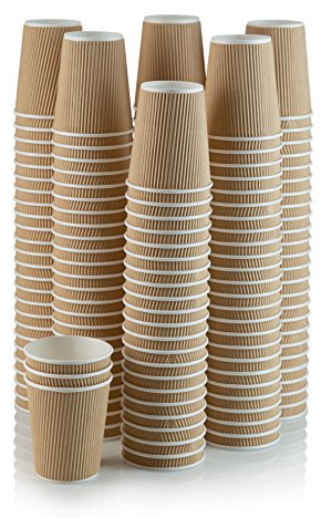 NYHI 12 oz Ripple Insulated Coffee Cups (150 Pack) – Kraft Disposable Paper Coffee Cups, 3-Layer Ripple Wall Hot Cups for Coffee, Tea & Hot Chocolate, No Sleeve Needed, To Go Coffee Cups
