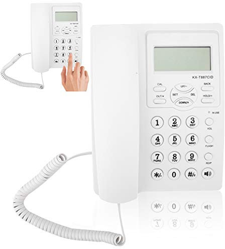Mavis Laven Schnurgebundenes Telefon, LCD-Display Kabelgebundenes Telefon Freisprech-Telefon mit Freisprechfunktion 3-Gruppen-Alarme Tischtelefon für das Home Office(Weiß)