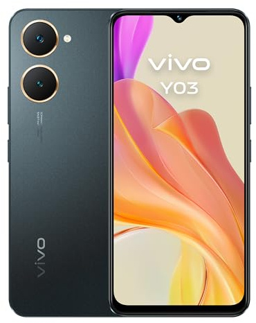 Vivo Y03, Teléfono Móvil 4 GB RAM + 128 GB ROM, Pantalla 6.56 Pulgadas 90 Hz, Batería 5000 mAh, Resistencia IP54, Cuerpo Delgado y curvatura 2.5D, Smartphone Android 14
