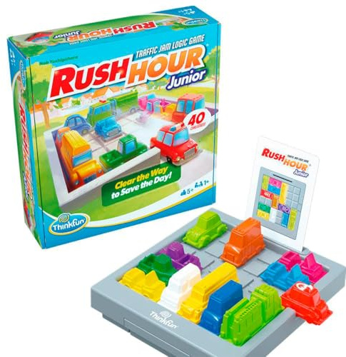 ThinkFun Rush Hour Junior – Traffic Jam Logic Brain Challenge Spiel und Stiel Spielzeug für Kinder ab 5 Jahren, 76437, Mehrfarbig