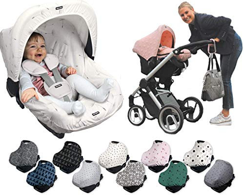 DOOKY HOODY Style UV+ Universal Verdeck für Maxi Cosi Cabrio/CabrioFix/Pebble/Citi, Römer und andere Babyschalen Gruppe 0+ als Sonnenschutz/Sonnenverdeck/RegenSchutz (San Marino)