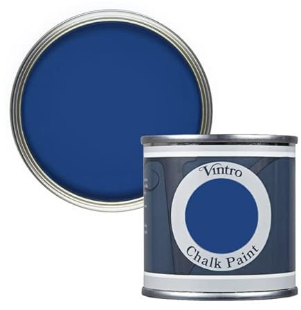 Vintro Paint | Dark Blue Chalk Paint | Furniture Paint | Shabby Chic | Ultra Matt Finish | 125ml (125ml, Northern Star - Dark Blue)