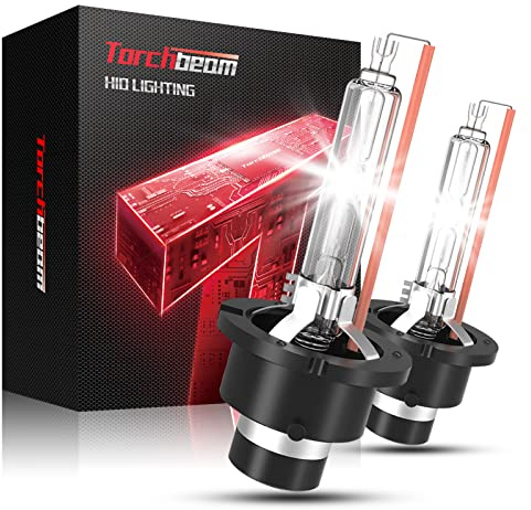 Torchbeam Ampoules D2S Xénon HID, 35W 6000K Blanc,150% Distance d'éclairage, Ampoules de Rechange au Xénon, IP67, Durée de Vie de 5 Ans, Lot de 2