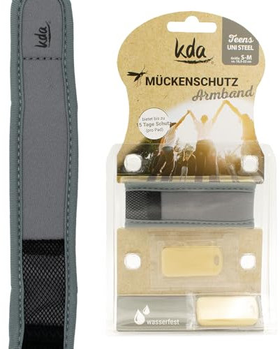 kda Mückenschutzarmband für Teens - Sicherer Mückenschutz Insektenschutz Outdoor Camping Sport Wandern Urlaub Anti Mücke DEET-frei & chemiefrei – Wiederverwendbar - Nylon (Uni Steel)