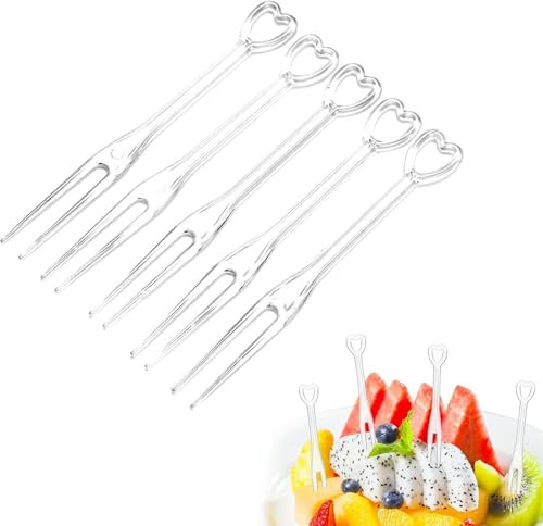 200 Pieces Fruit Forks,Cake Forks,Dessert Fork,Individual Packaging, Cocktail Dessert Picnic Household for Banquet Catering Party (Transparent)