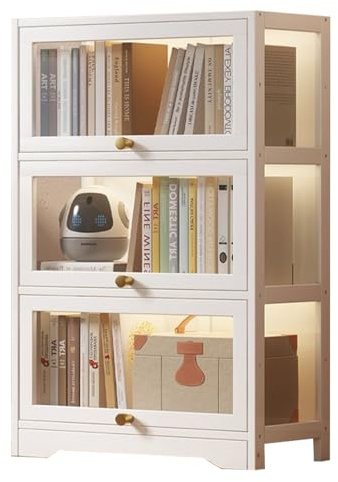 Poxvythb Vitrina Serie Acrílica, Blanca, Biblioteca, Cómic, Mueble de Salón, Hecha a Mano (60 x 33 x 106 cm, 3 Capas, Blanco)